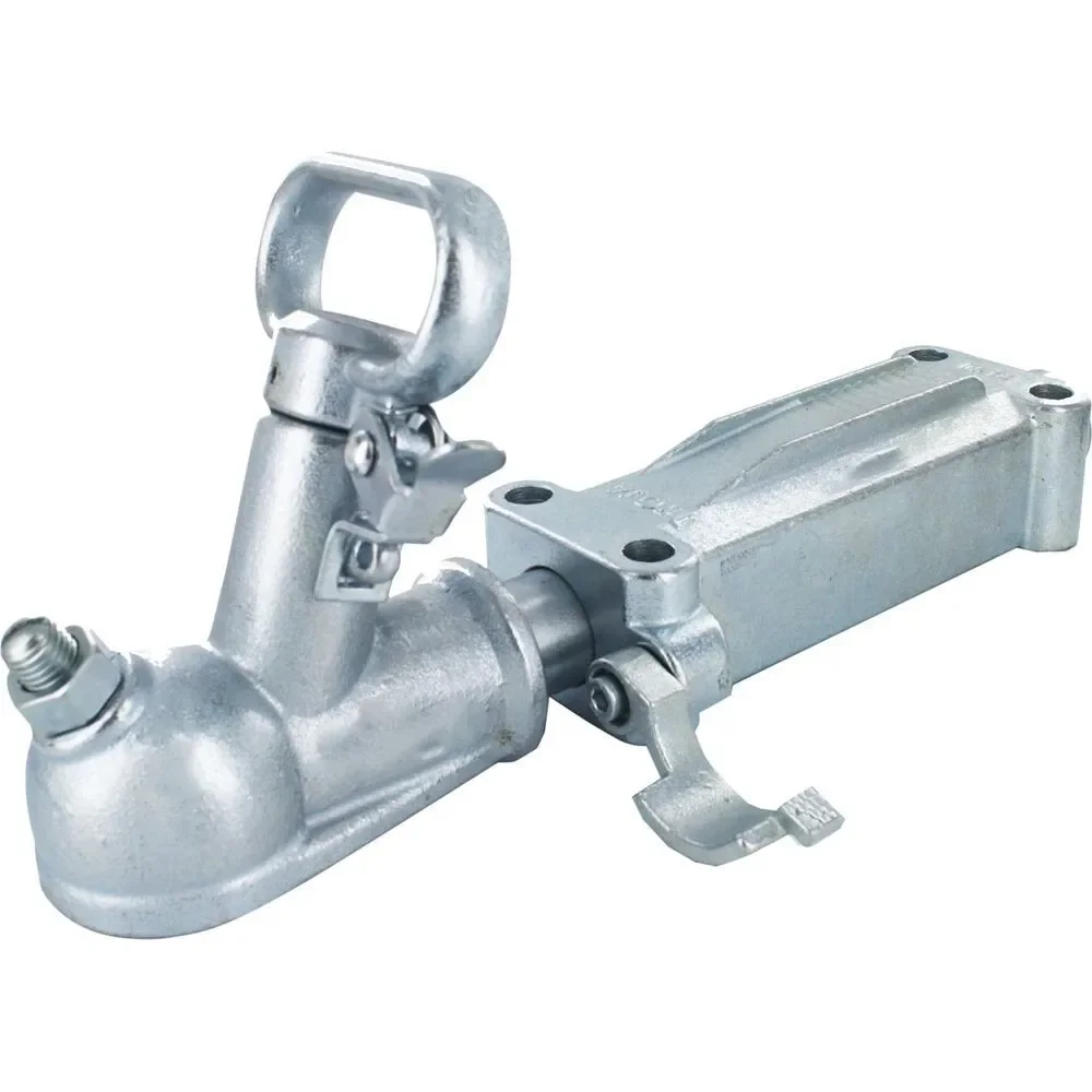 kj-50mm Ball Override Brake Trailer Coupling Holes Casting Steel Trailer Hitch Coupler 2000KG Load Camper Trailer Hitch Coupler@