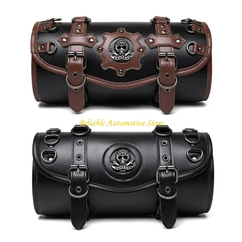 

M68B Stylish Motorcycle Front Fork Tool Bag PU Leather Universal Pouches Saddlebag Suitable for Daily Commute and Long Rides