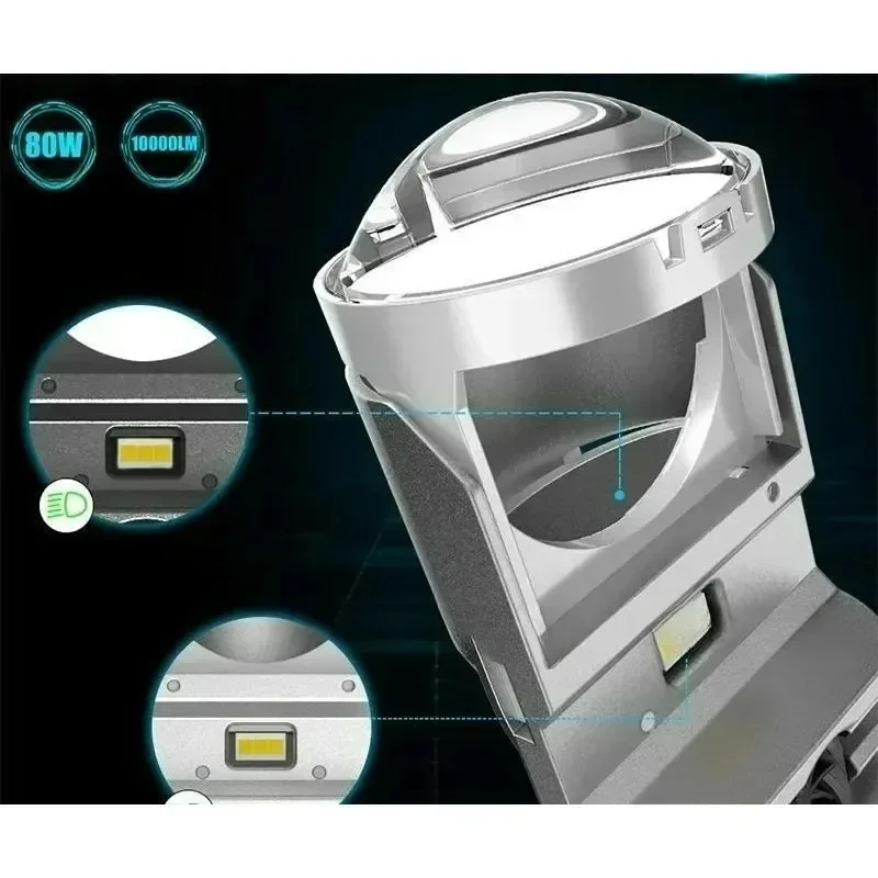 For 1pc H4 LED Projector Headlight Motorcycle 25W 50000LM Lens with Fan Cooling Automobile Hi Lo Beam BulbHaojue