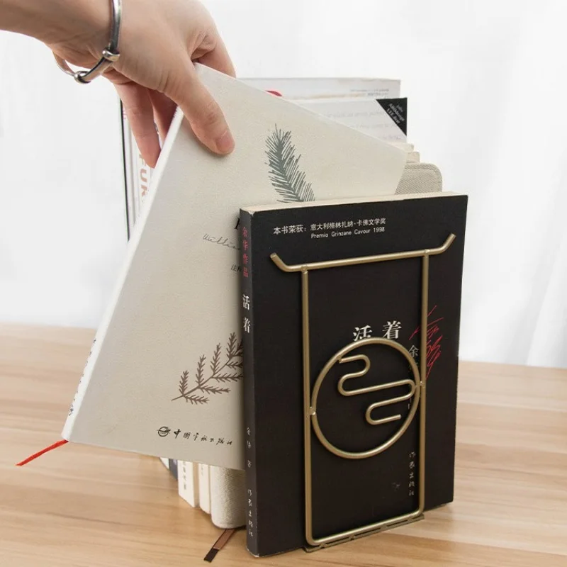 Juego de sujetalibros de Metal, organizador de escritorio de arte del hierro, almacenamiento de archivos, soporte para libros, 1 par