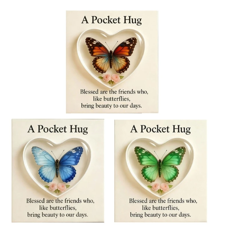 H8WB – décoration poche en forme papillon en acrylique, Portable, inspirant, cadeau avec carte d'encouragement pour ami