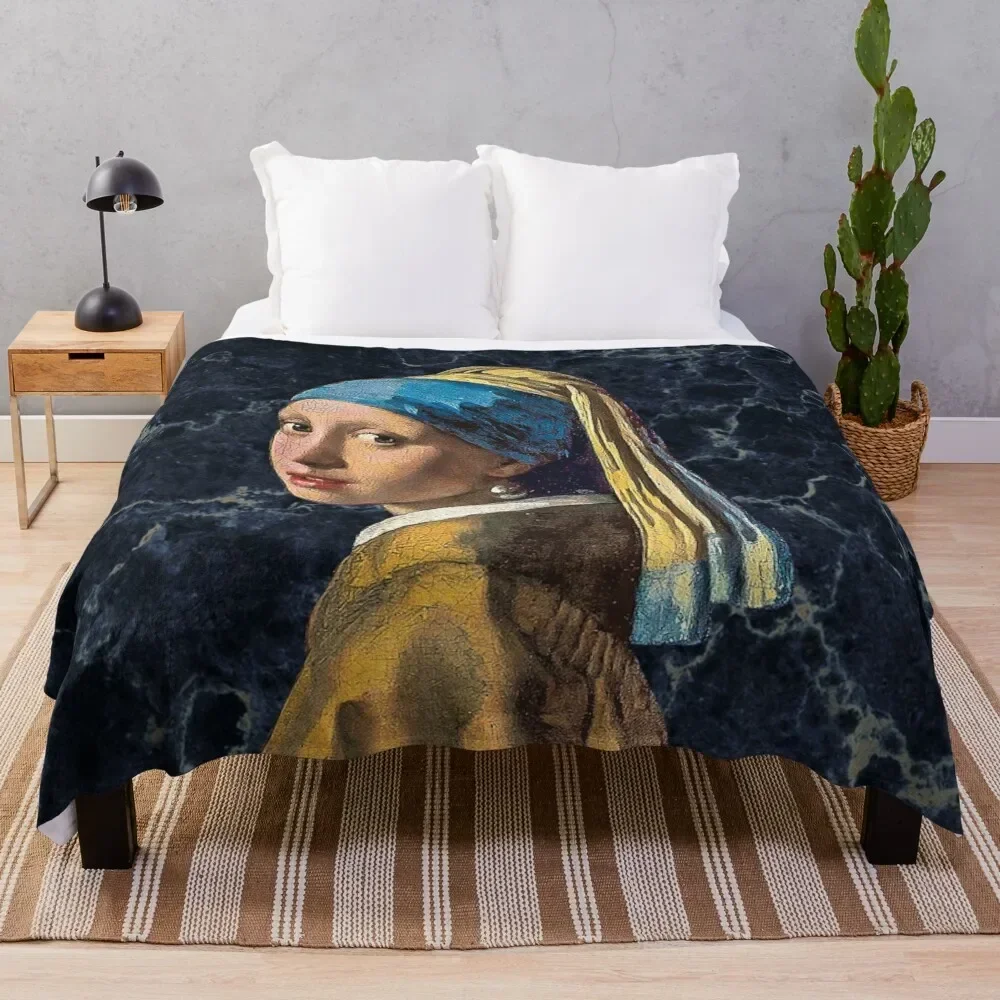 Girl with a pearl earring Throw Blanket Decorative Sofa Kid'S Blankets For Bed Blankets