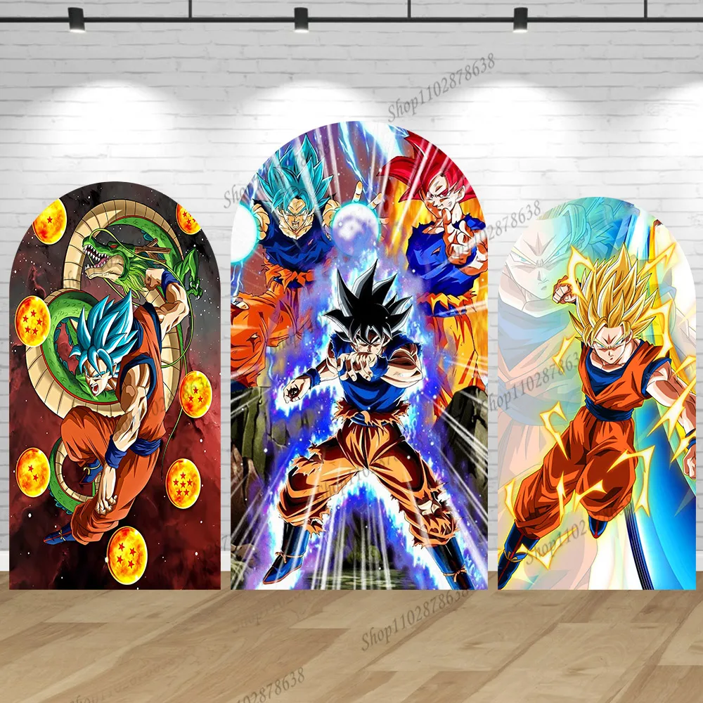 Boog Achtergrond Cover Son Goku Dragon Ball Thema Jongen Verjaardagsfeestje Achtergrond Decoratie Baby Douche Saiyan Kakarotto Banner Prop