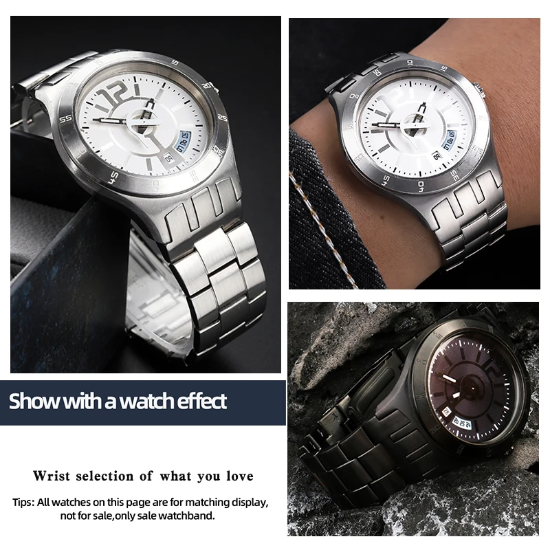 Cadena de reloj de acero de precisión sólida para Swatch YTS401 402 403G, banda de reloj de 20mm, pulsera de interfaz convexa dedicada, correa para hombre