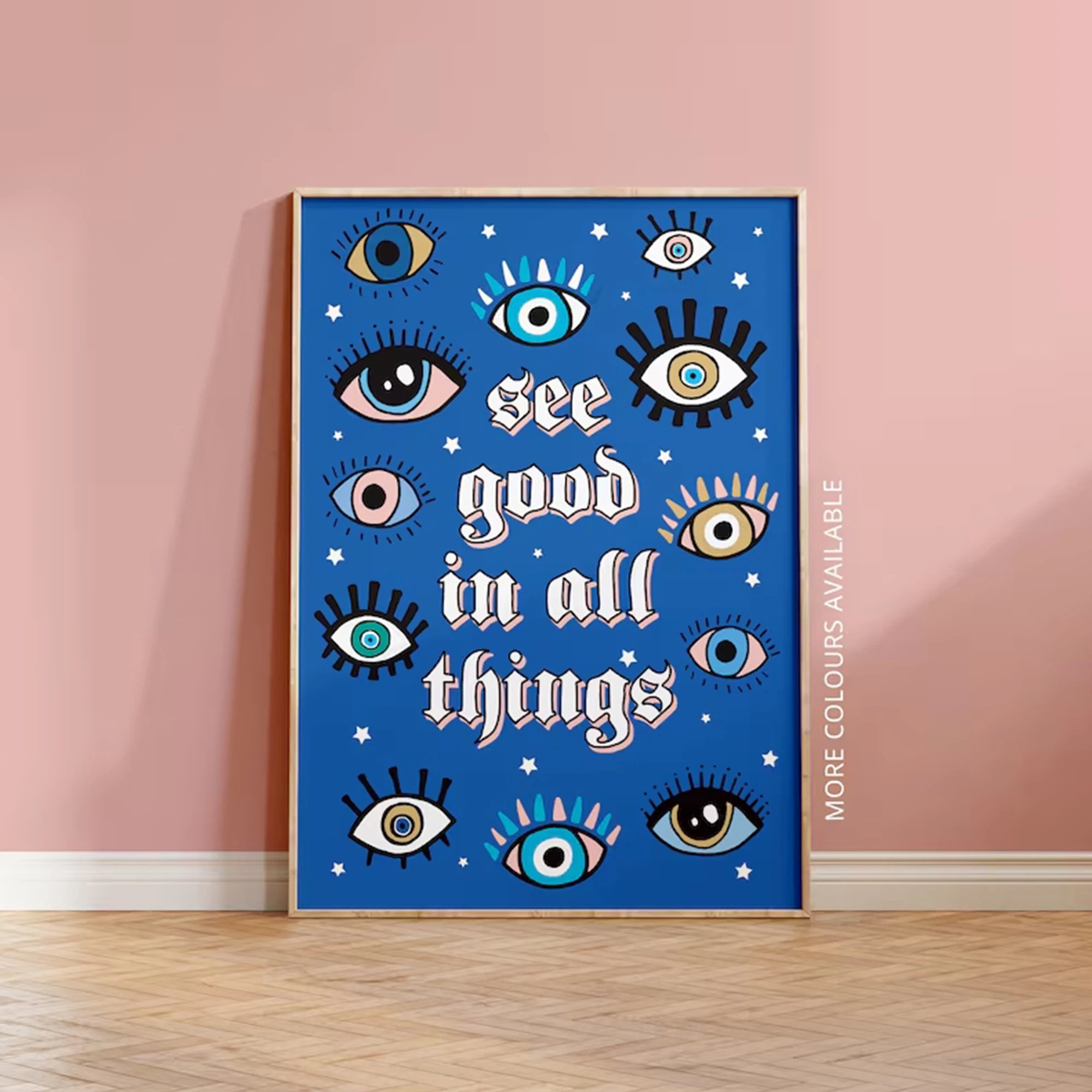 Modern Jewish Evil Eye See Good In All Things Wall Art Print Canvas Painting Poster Picture For Living Room,Bedroom Home Decor