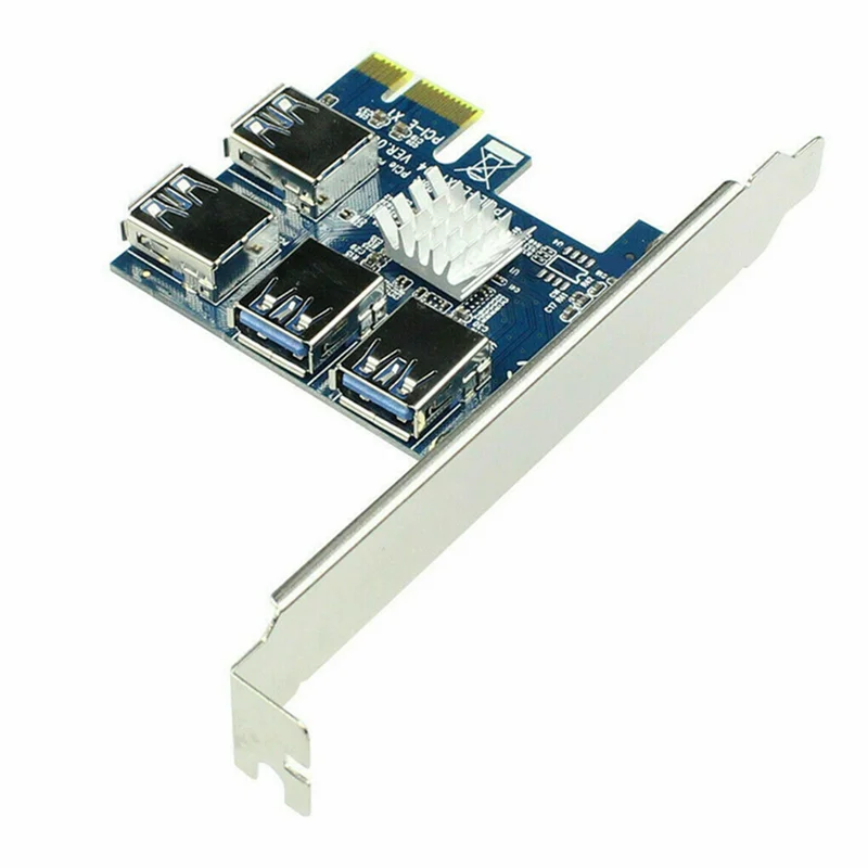 PCIE PCI-E PCI Express Riser Card 1X to 16X 1 to 4 USB 3.0 Slot Multiplier Hub Adapter