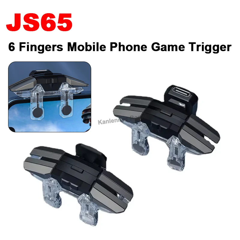 

JS65 6 Fingers Mobile Phone Game Trigger for IOS Android Aim Shooting L1R1 Alloy Key Button Gaming Controller Gamepad Joystick