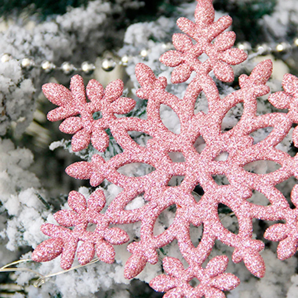 

50pcs Christmas Ball Ornaments Snowflake Heart Shaped Hanging Decor For Holiday Home Tree Party Decoration Xmas Pendants Wind
