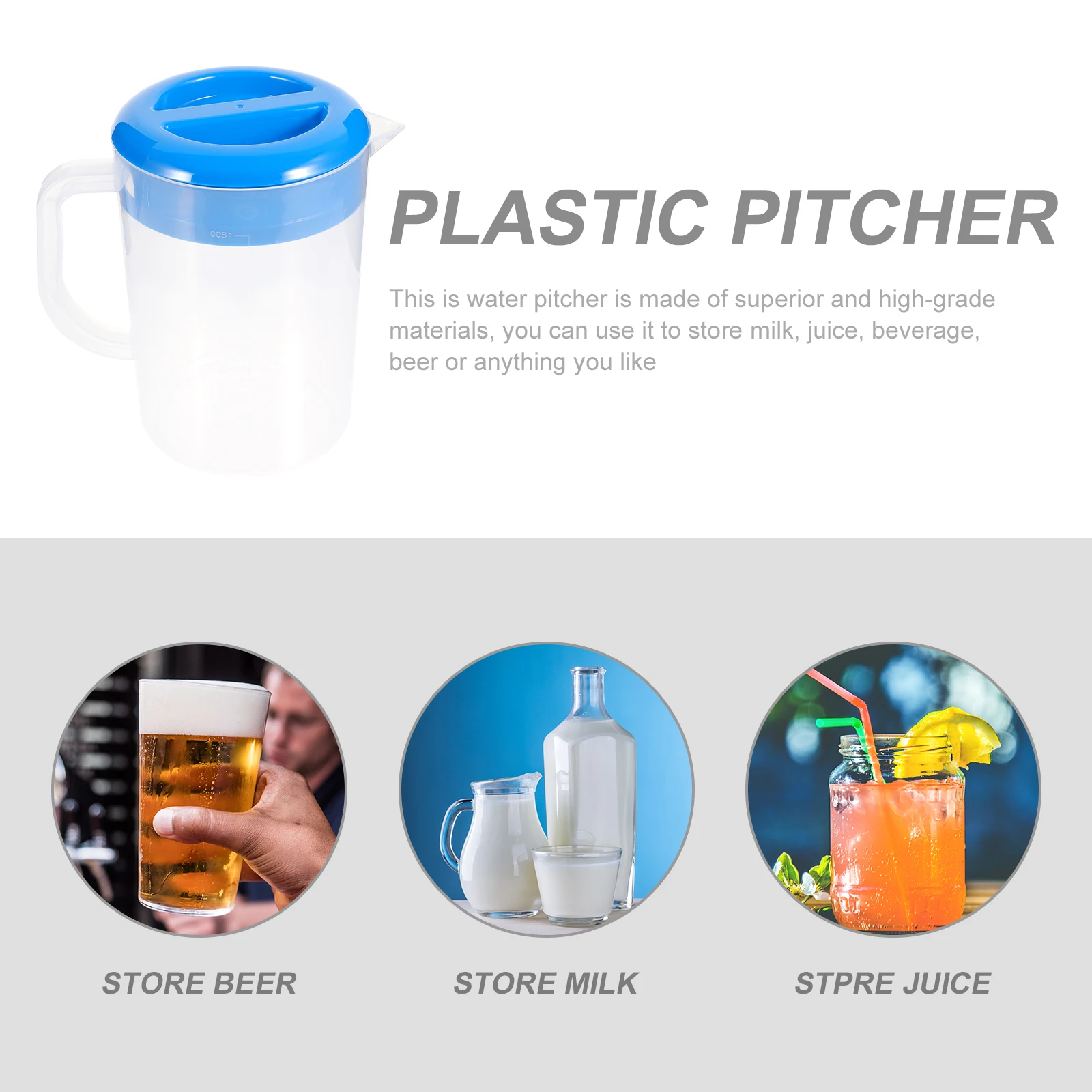 

Cold Water Pitcher Large Capacity Plastic Jug for Juice Beer Iced Tea Milk Thanksgiving Picnics Family Kitchen Bar