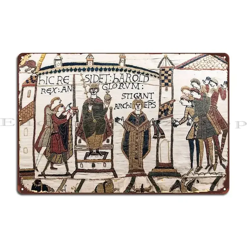 Bayeux Tapestry Harold Coronation Metal Plaque Poster Painting Printing Funny Club Bar Wall Pub Tin Sign Poster