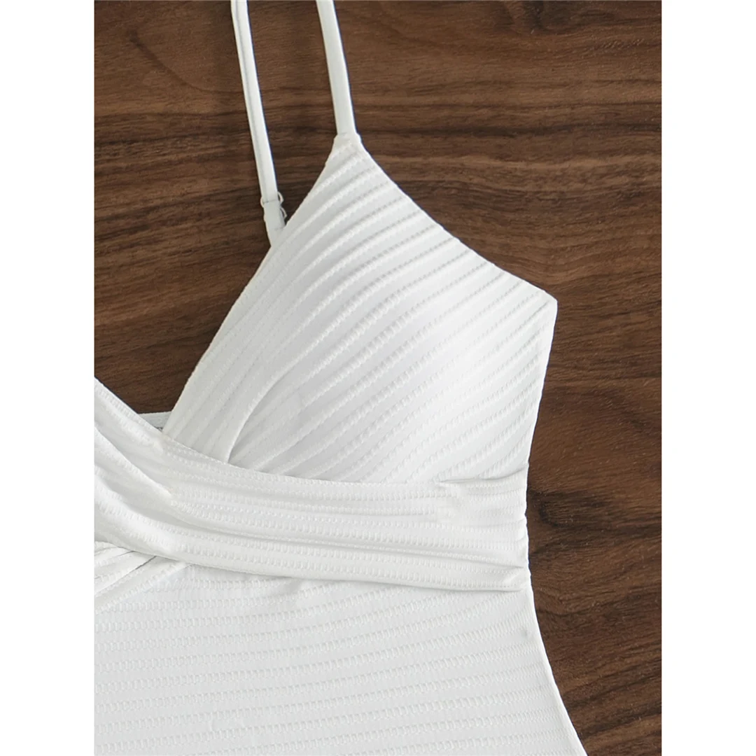 Sexy neuer gerippter Badeanzug mit V-Ausschnitt, gerafftem Design und hohem Beinausschnitt für Damen, einteiliger Badeanzug, Monokini, gepolsterter Badeanzug, Badebekleidung, Modell V6364. – Detail 12