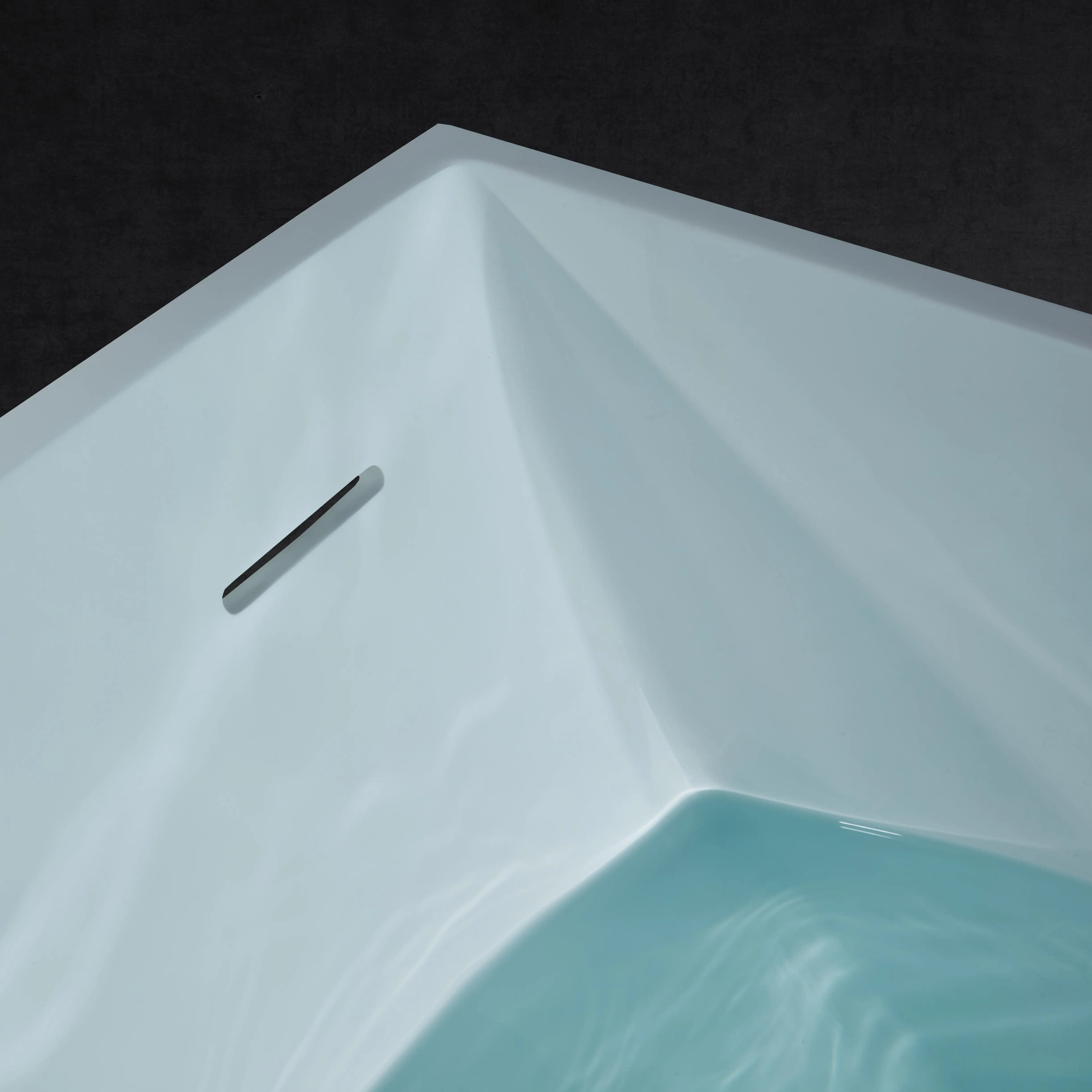 European Style Freestanding Soaking Bathtub Solid Surface Rectangle Design