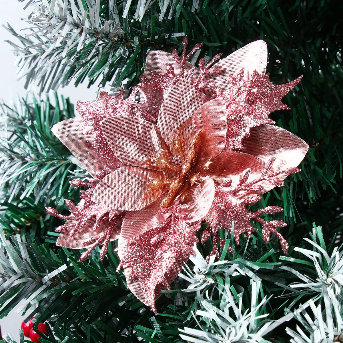 

5pcs Artifical Christmas Flowers Christmas Tree Decorations for Home Fake Flowers Christmas Ornaments New Year Decoration 2025