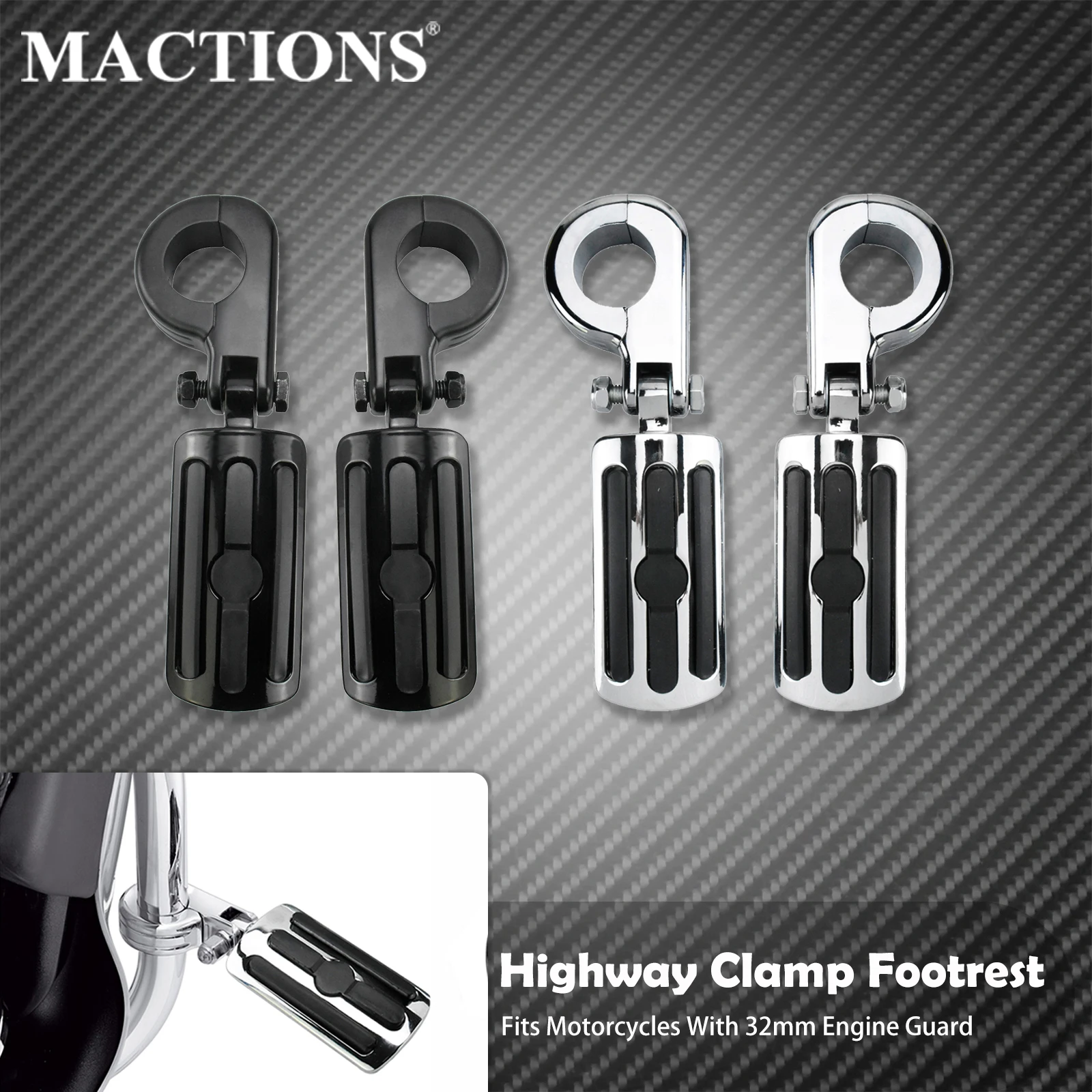 

Motorcycle Highway Clamp Foot Pegs Footrest 32mm Engine Guard Crash Bar Foot Pegs Universal For Harley Touring Sportster Softail