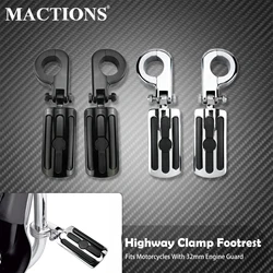 Motorcycle Highway Clamp Foot Pegs Footrest 32mm Engine Guard Crash Bar Foot Pegs Universal For Harley Touring Sportster Softail