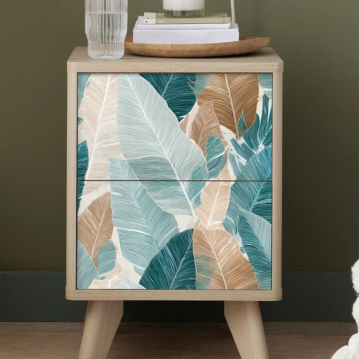 Peel and Stick Wallpaper Banana Leaves Self Adhesive Wall Paper Removable Contact Paper for Living Room Cabinet Sticker