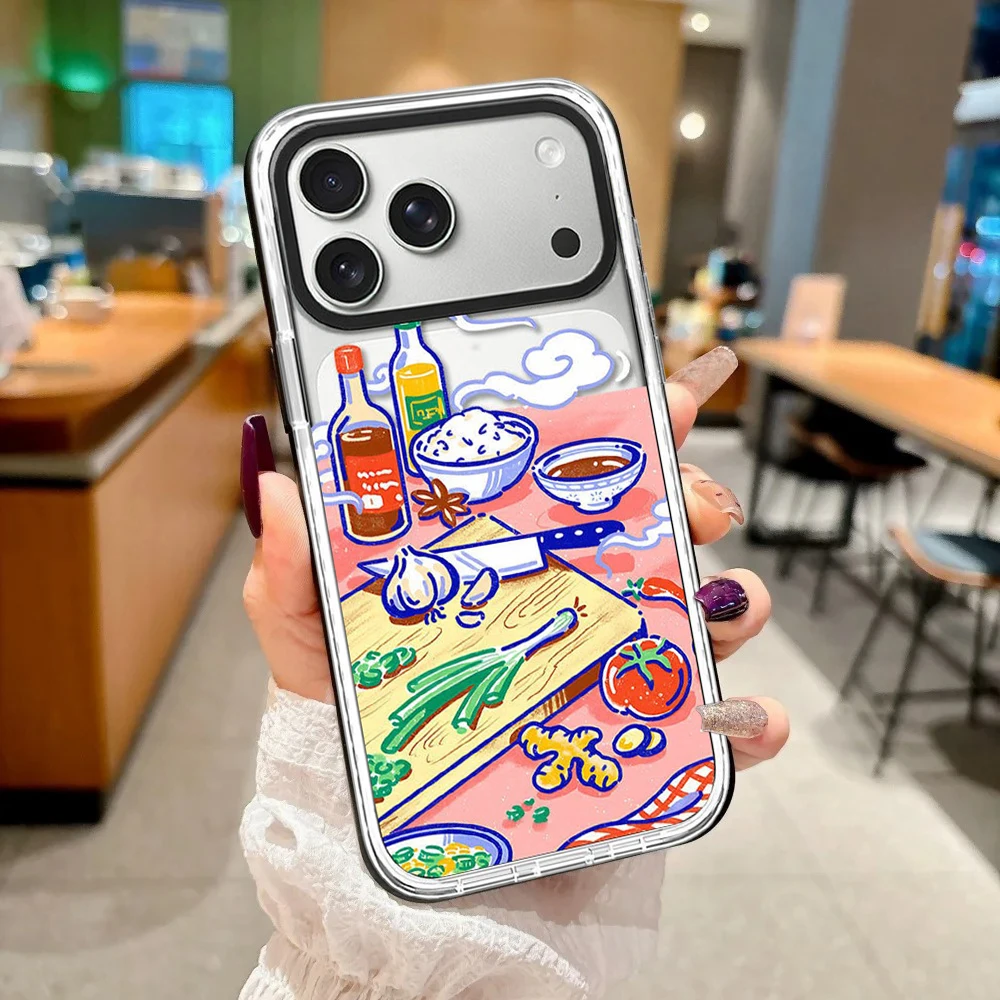Kitchen Cooking Table White Border Magnetic Phone Case Cover for IPhone 13 14 15 16 17 Pro Max Case for IPhone Air