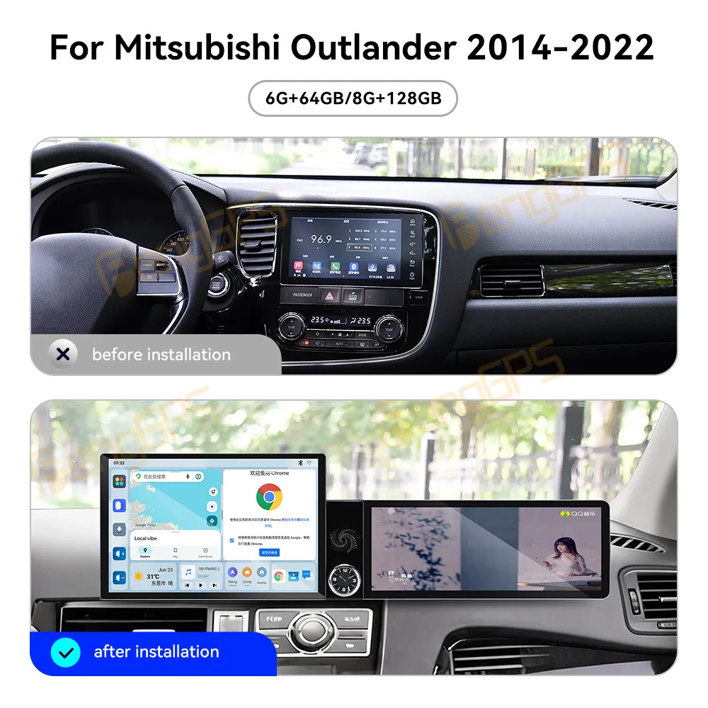 For Mitsubishi Outlander 2014–2022 Android Car Radio Multimedia Video Wireless Carplay Autoradio Stereo GPS Navigation Head Unit