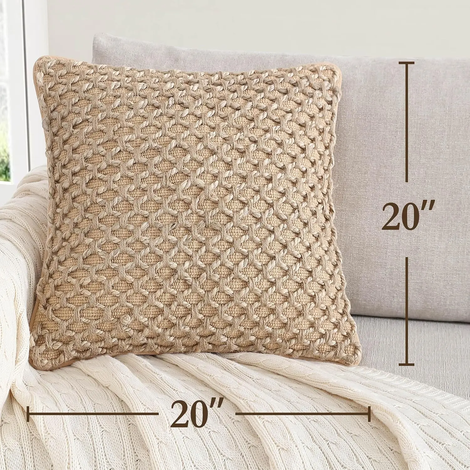 

Boho Living Jada Decorative Throw, Includes Accent, Premium Woven Design, Living Room Décor, (2) 20"" X 20"" Pillow Cover With
