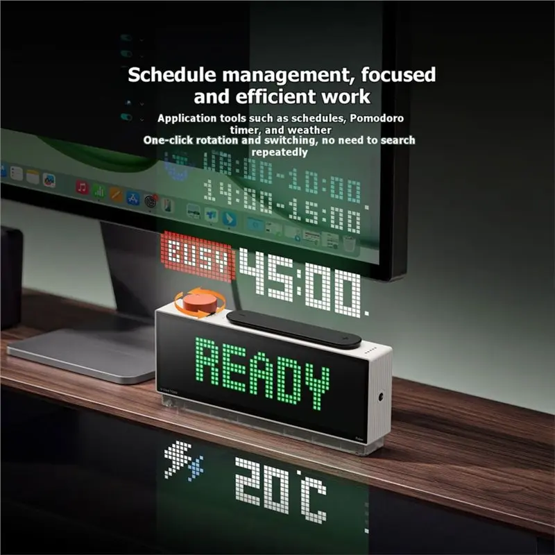 ABLN-TC002 Smart Pixel Desk Clock Full Color Display Weather Forecast Scientific Time Management Functionality