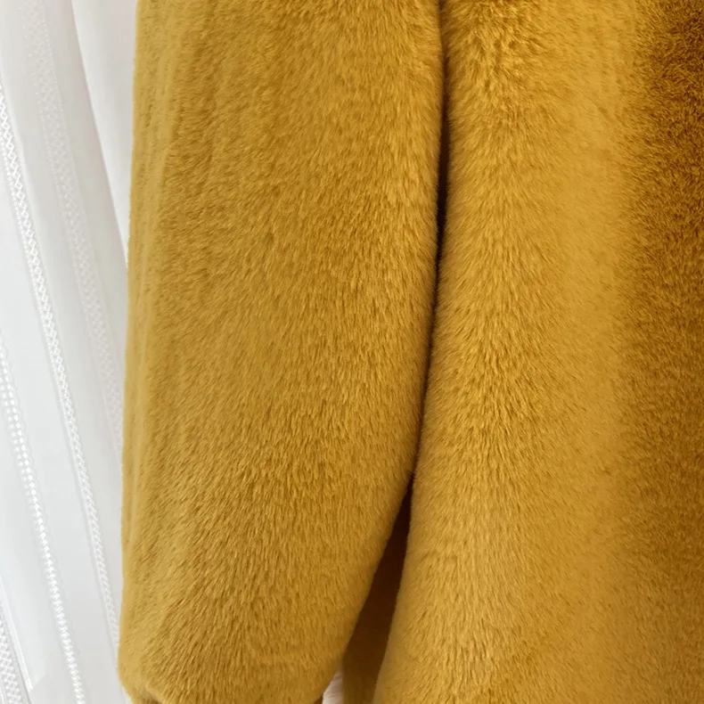 Jaket Mantel Bulu Imitasi Panjang Gaya Streetwear Wanita Y2k Kerah Turun Mantel Tebal Hangat Jaket Kerja Luaran Musim Gugur Musim Dingin 2025