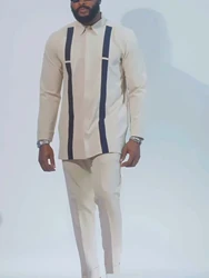 Conjunto de ropa tradicional africana nigeriana para hombre, ropa de lujo de talla alta, camisas y pantalones, traje blanco de 2 piezas, novedad de 2024