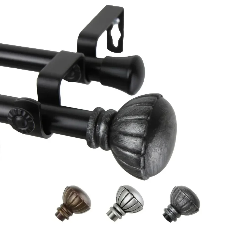 

Home.NEW 13/16" Dia Adjustable 28-48" Double Curtain Rod in Black