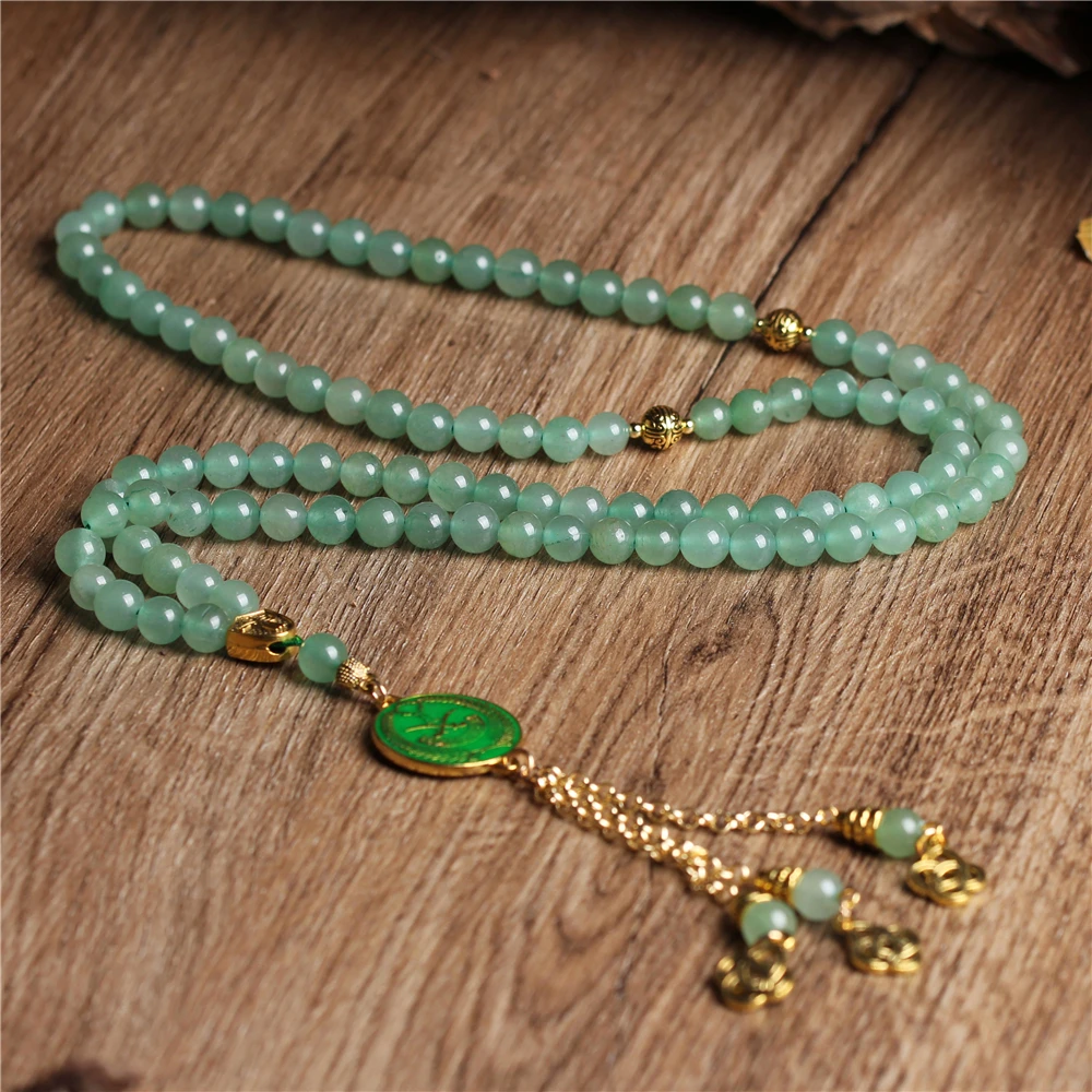 High quality green aventurine round beads islamic prayer beads muslim stone tasbih