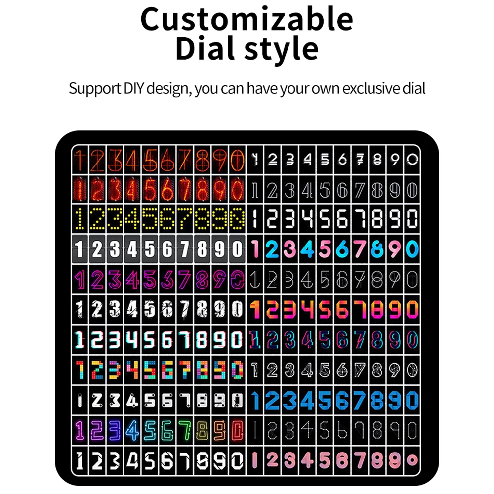 RGB Nixie Tube Clock Pendant With 6-digit Ips Screen Digital Stopwatch For Time Display Creative Desktop Decoration Gift