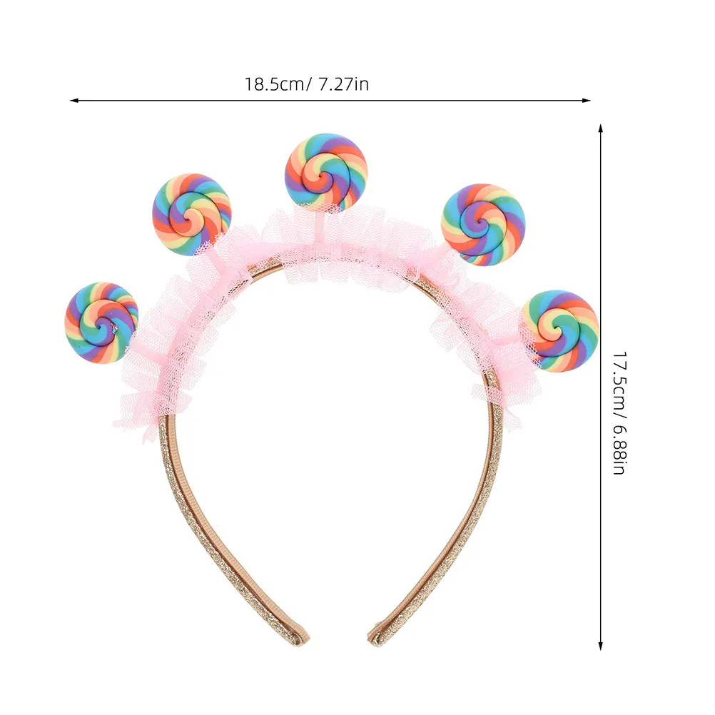 2 Pcs Candy Cartoon Lollipop Headwears Headdress Headband Hair Hoop Color Plastic Hairband Embellished