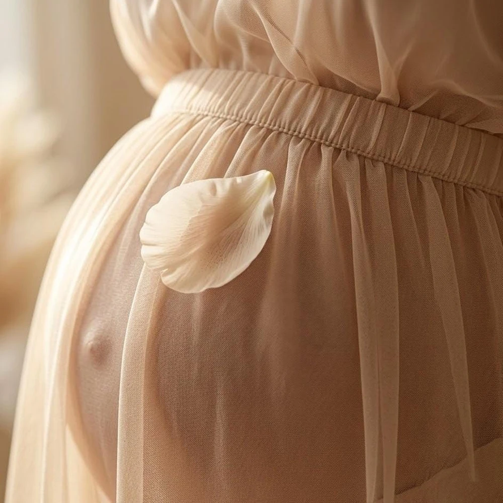 Off Shoulder Maternity Photography Gown Two Piece Set Chiffon Pregnant Women Maxi Dress For Photo Shoot Photo Studio Props - view 2