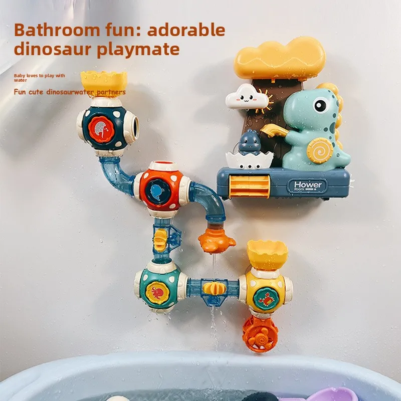 Banheiro banho de água sprang brinquedos montagem infantil tubo de dinossauro transfronteiriço roda de água jogar água areia brinquedos