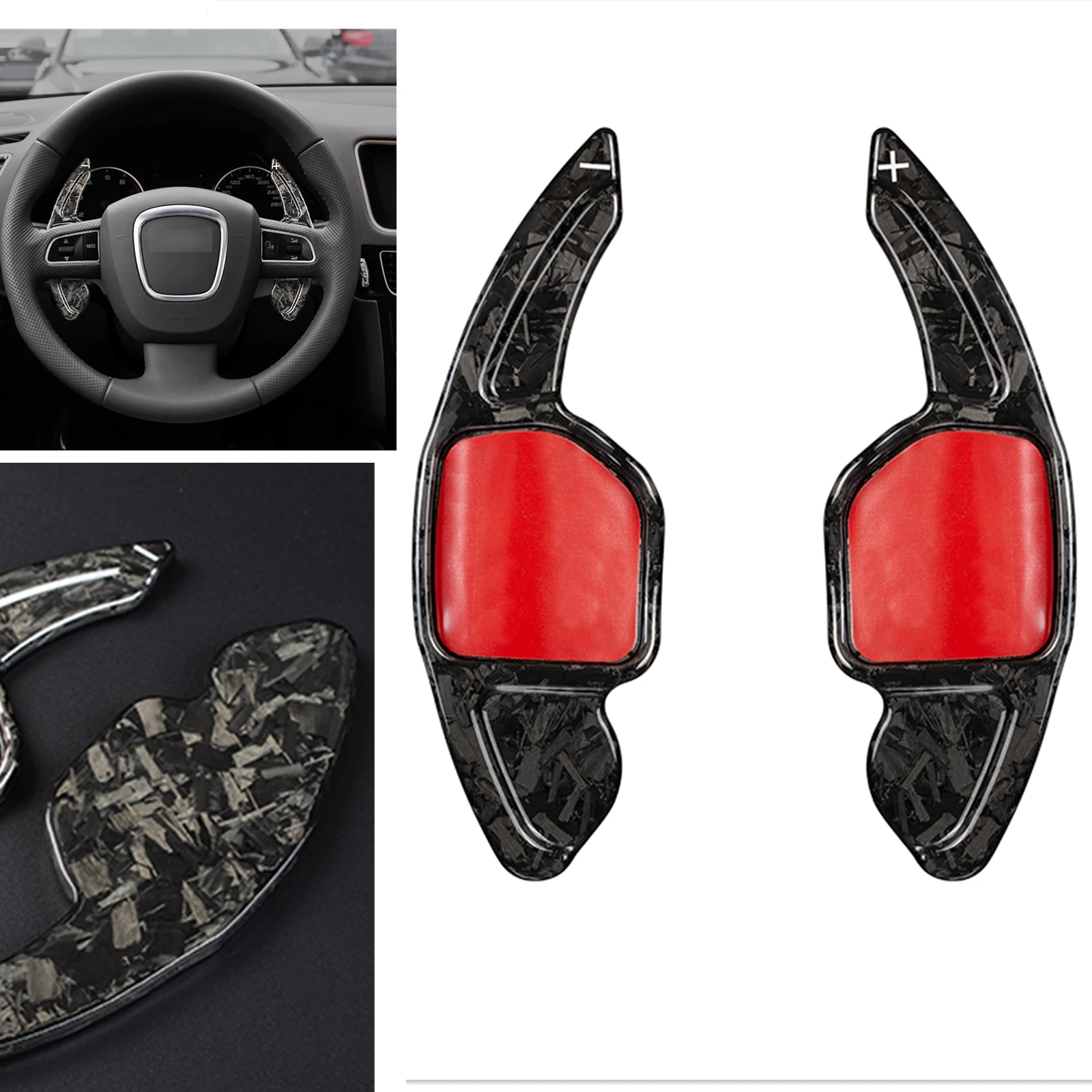 

2 Pieces Car Steering Wheel Extension Shift Paddle Shifter Carbon Fiber For Audi RS6 A4L A6L A3 A5 Q3 Q5 S6 S7