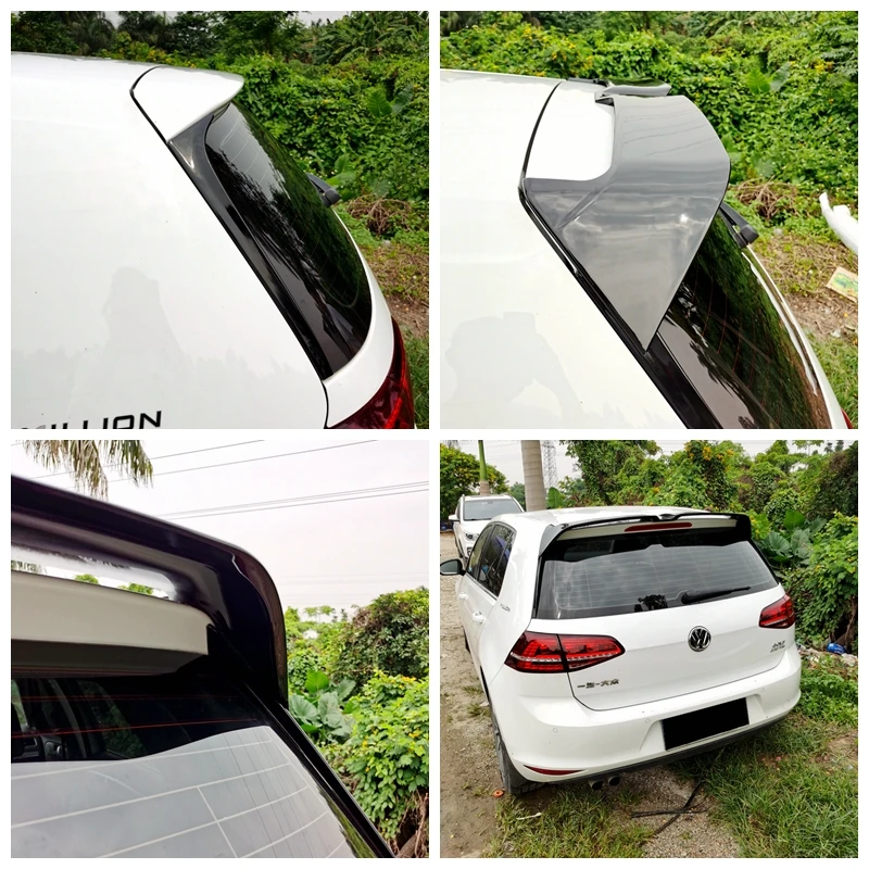 For Volkswagen VW Golf 7 Spoiler 2014 to 2019 2pcs Rear Window Oettinger Style Roof Spoiler ABS Plastic Rear Spoiler Gloss Black