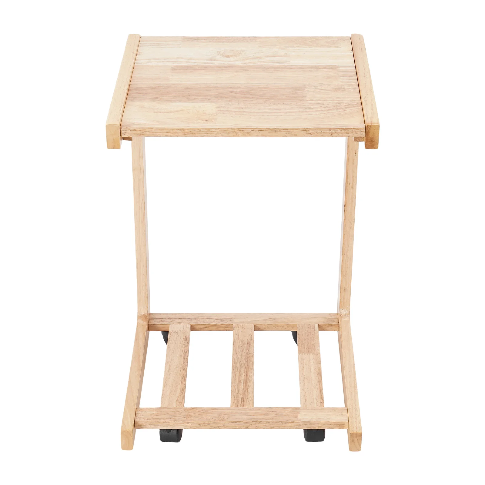 Laptop Stand, End Table, Small Desk, Mobile 40cm Rubberwood Side Table, Strong Load Capacity, Ergonomic Design, Storage Layer, Living Room, Easy Move