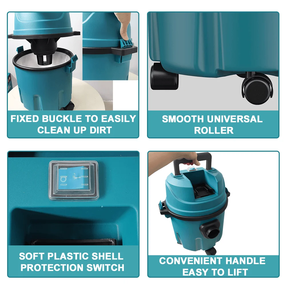 Cordless Wet/Dry Vacuum Cleaner 10L Barrel Dust Collector Floor Car Pet Hair Multifunction Cleaning Tools For Makita 18V Battery - view 4