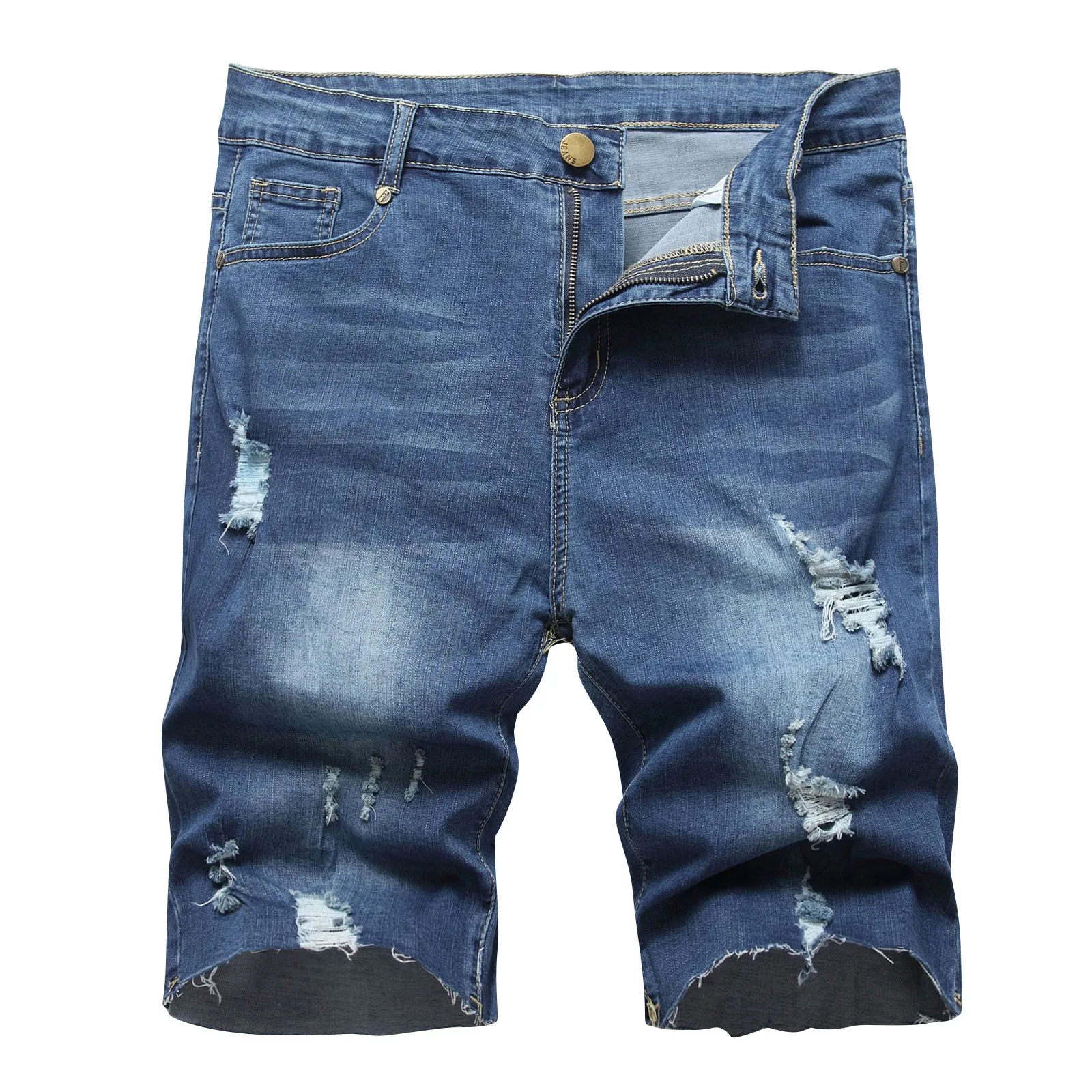 Herren Casual Denim Shorts Mode Retro Trend Straight Shorts mit Taschen Sommer Outdoor Sport All-Match Slim Fit Shorts