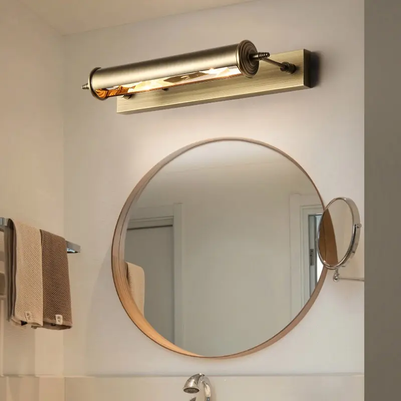 

Retro Metal Mirror Front Lamp Bathroom Showerroom Mural Dressing Room Study Wash Basin Bronze E27 LED Wall Lights Wall Decor