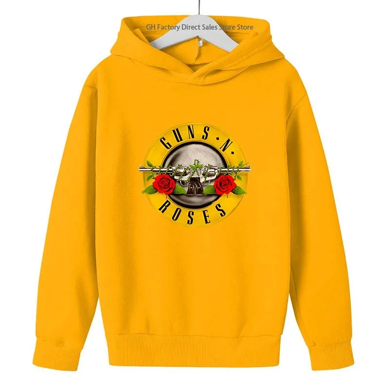 Kids Famous Rock Band Print Spring Autumn Leisure Hooded Sweatshirts 2-13 Years Boys Girls Casual Outfits Children Top Clothes