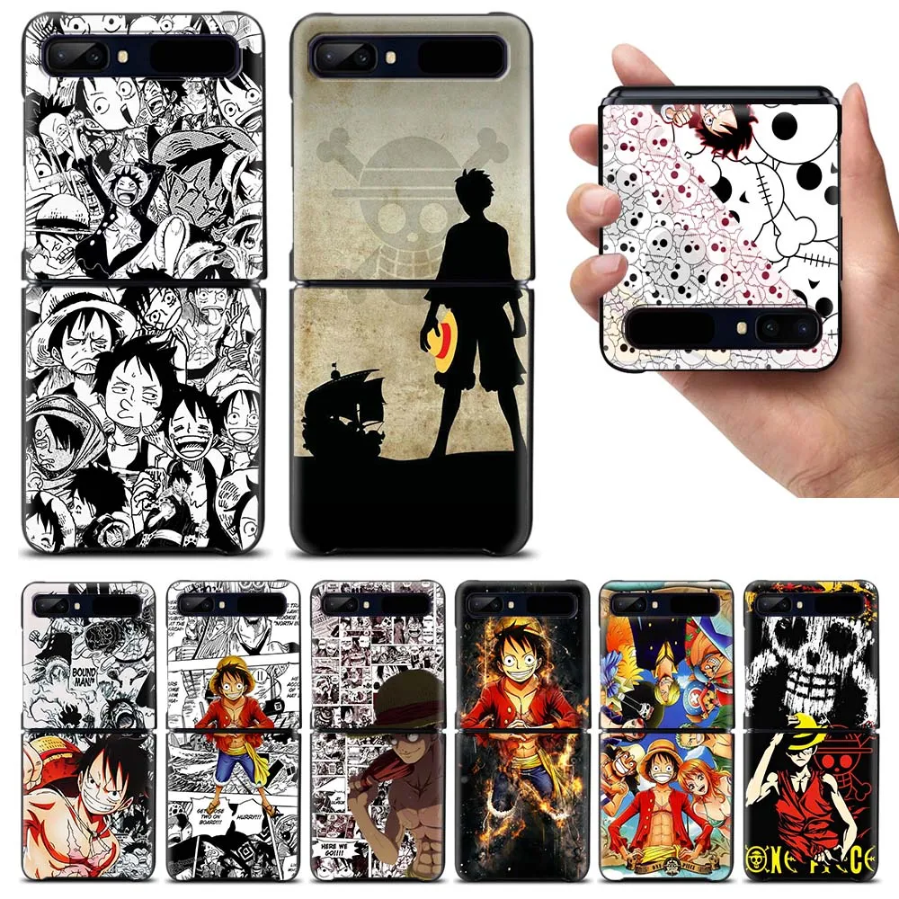 

One Piece Animation Cartoon Phone Case For Samsung Galaxy Z Flip 3 4 5 6 7 5G Shockproof Mobile Black Hard Shell Cover