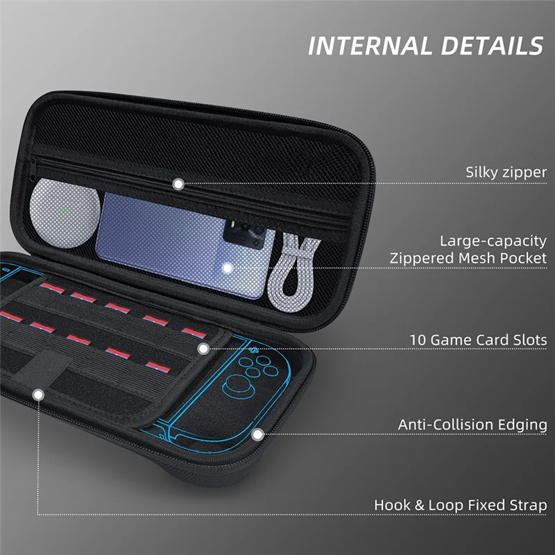 JABS-For Switch 2 حقيبة حمل محمولة خفيفة الوزن ذات غلاف صلب حقيبة سفر حقيبة واقية لوحدة التحكم والملحقات