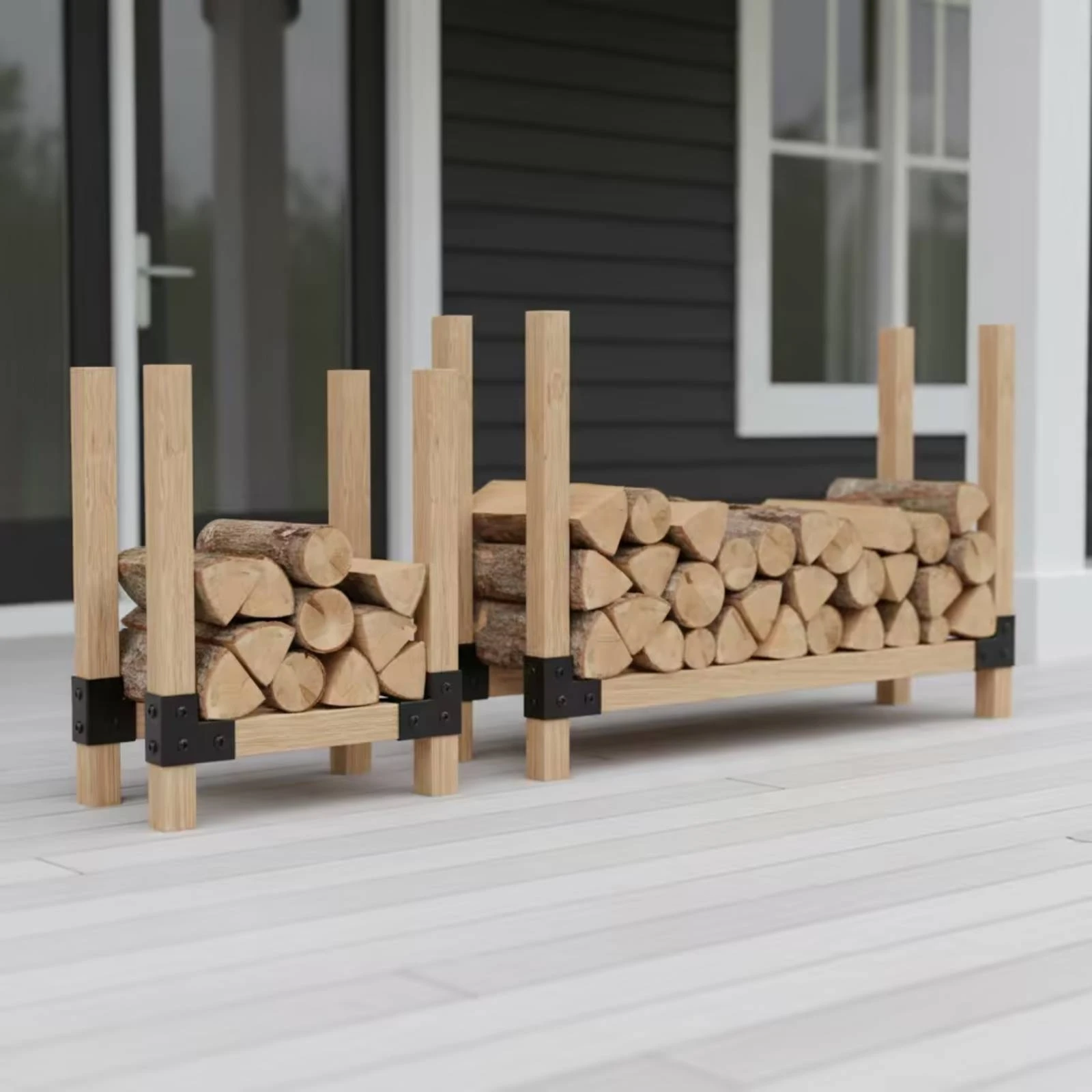 8 Pieces Firewood Rack Bracket DIY Firewood Rack Bracket Kit Fireplace Wood Storage Holder Metal Sturdy for DIYers, Patio