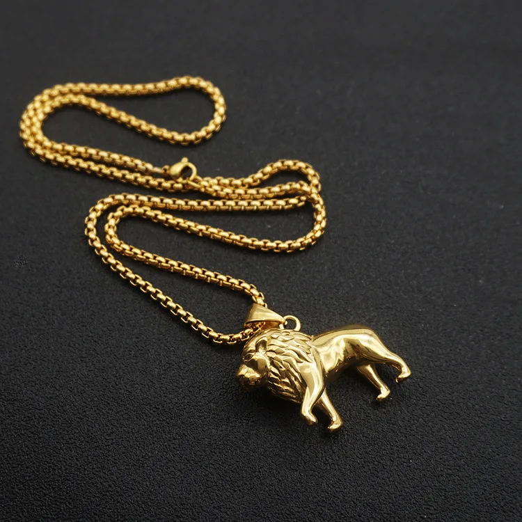 Domineering Lion Animal Pendant Necklace Men\'s Hip Hop Rock Motorcycle Jewelry Gift