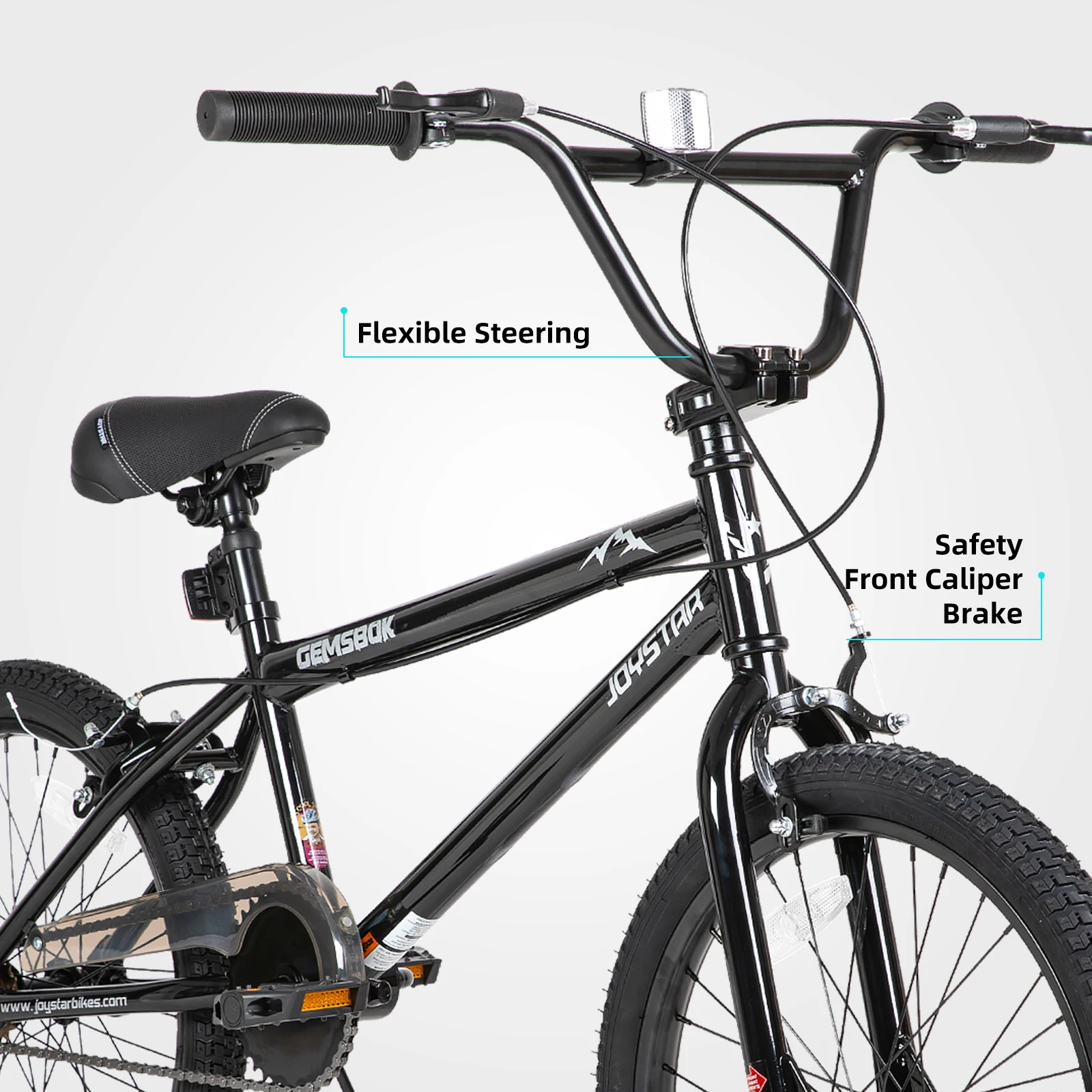 JOYSTAR Bicicleta BMX para niños de 20 pulgadas para niños y niñas de 7 a 12 años, bicicletas para niños de 20 pulgadas para principiantes, frenos de mano dobles, 2 clavijas, negro