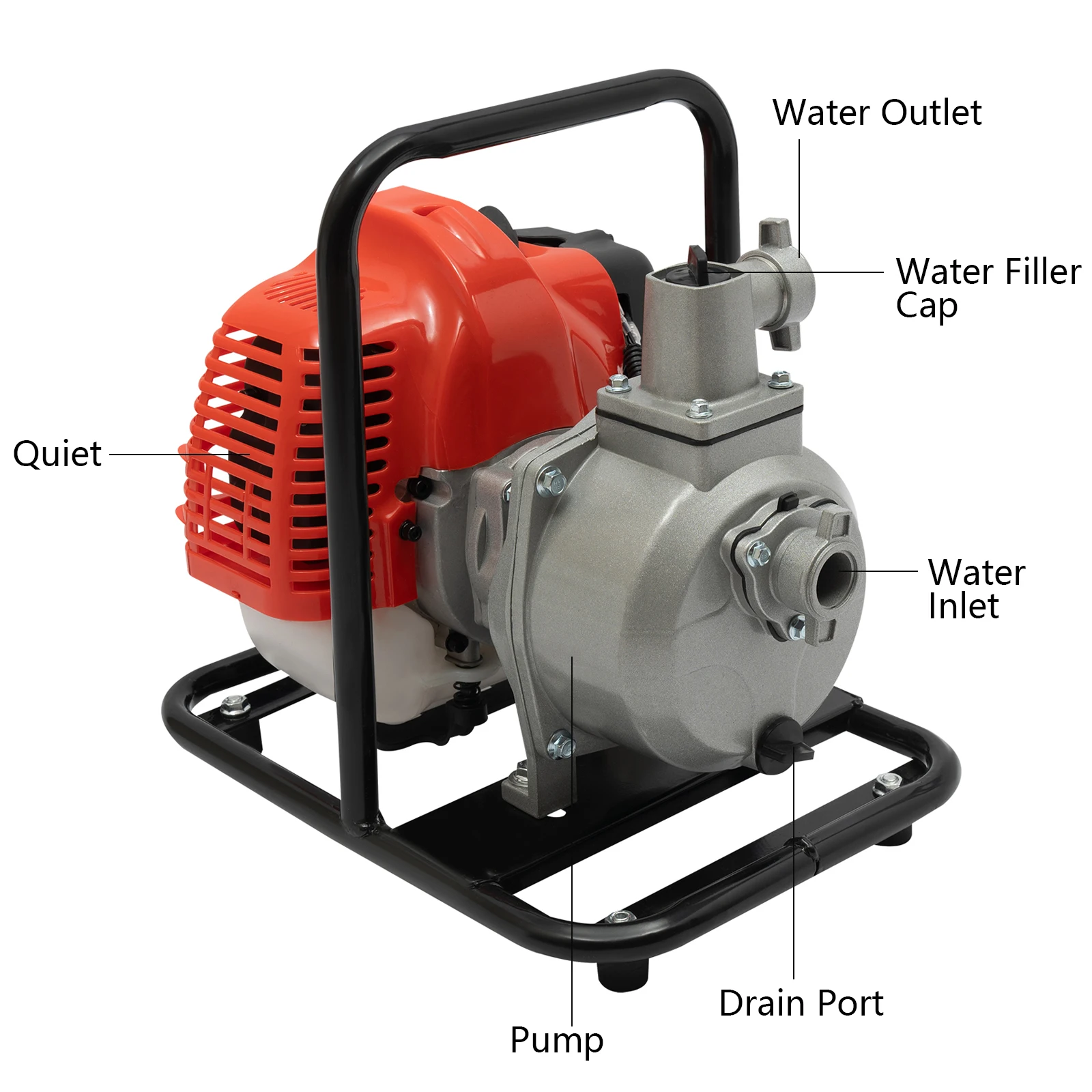 43CC 1.7HP Petrol High Flow Water Transfer Pump Irrigation Volume Garden tool High Pressure Irrigation Handy Water Pump