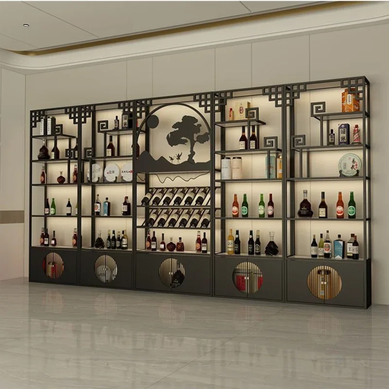 Cellar บาร์ตู้หรูหราไวน์ Rack ผนังห้องนั่งเล่นชั้นวางไม้โมเดิร์นกาแฟ Organizer ตู้โชว์ขวด Mesas เฟอร์นิเจอร์