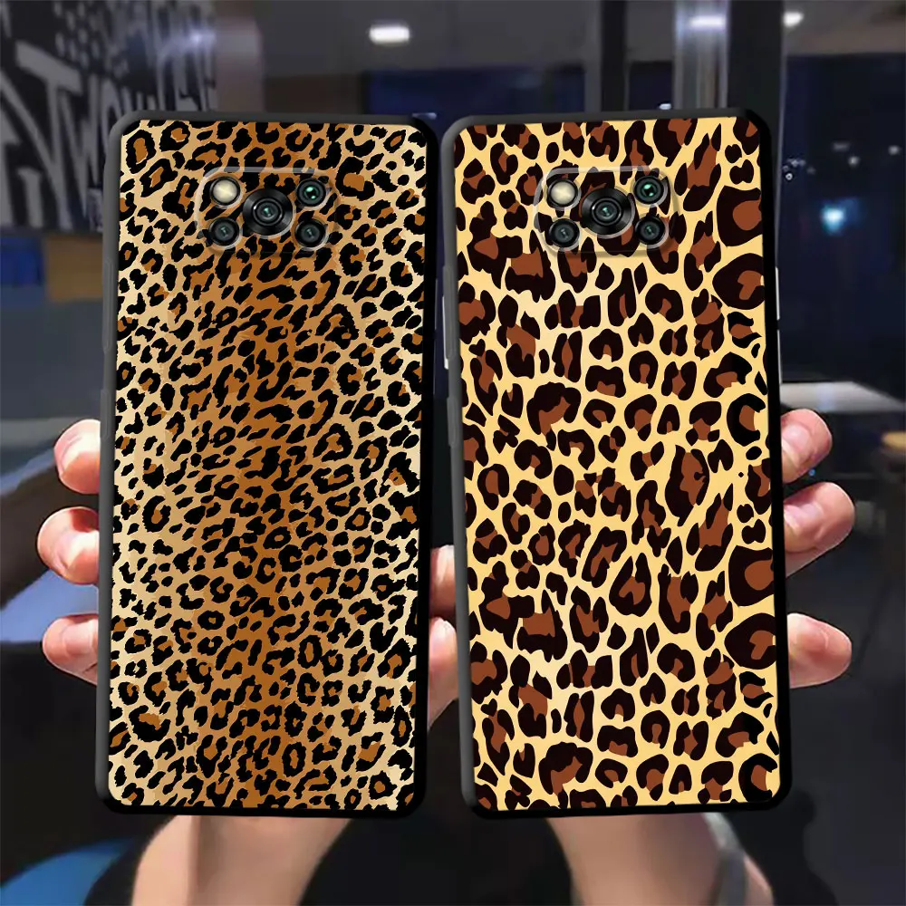 Creative leopard print Phone Case for Poco M5 X4 GT M3 F1 X3 NFC C40 M4 Pro 5G X4 Pro 5G F5 C50 C51 C61 Black Soft Cover