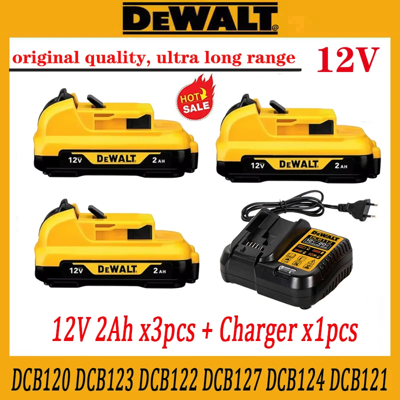 12V  battery And charger 2000Ah Original DEWALT ,for DCB120,  DCB124, DW089LG,  DCD706 DCD700 power tool