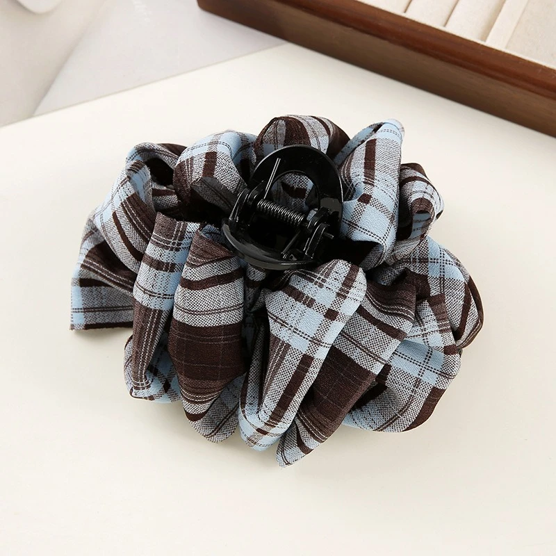

Plaid Cloud shark claw British Style Bow Hair Clips for Women Girls Organza Hair Claw Clip Hairpins Butterfly