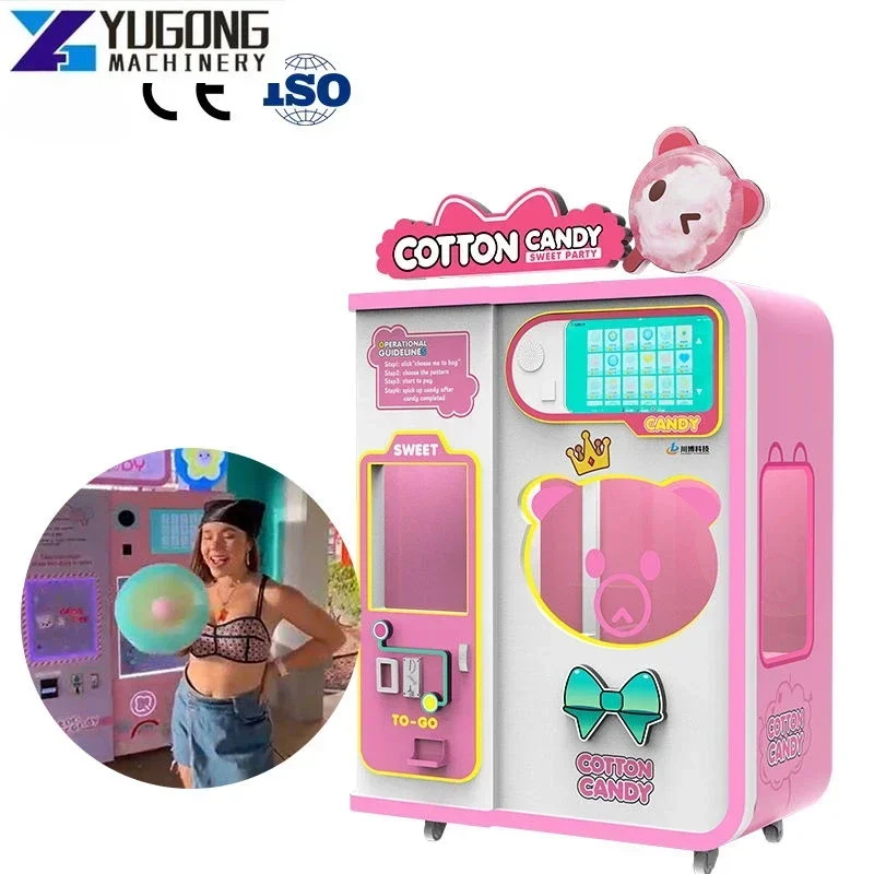 YG Cotton Candy Vending Machine Fully Automatic Cotton Floss Candy Vending Machine Commercial Marshmallow Vending